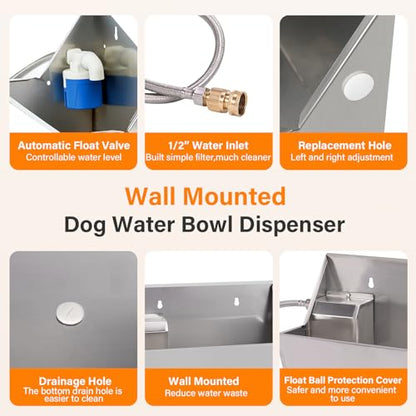 PAUQEWIE 2Gal Automatic Dog Water Bowl Dispenser Auto Fill Dog Waterer