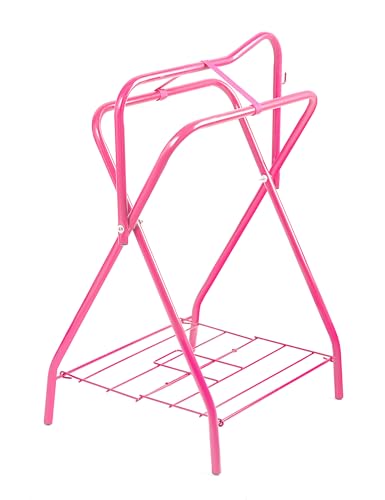 Tackmore Freestanding Saddle Rack Accommodates English Western Saddles Lightweight Foldable Space Saving Saddle Stand - color: Pink