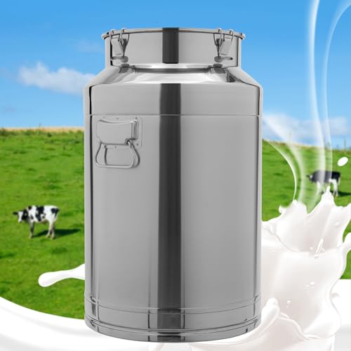 76L Stainless Steel Milk Can, Heavy Duty Food Storage & Transport Container for Dairy, Wine, Grains, Ideal for Home, Farm & Commercial Use, Without the Faucet - size: 76