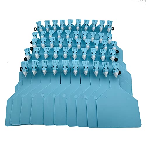 50 Pcs Blank Cattle Ear Tags, TPU One-Piece Flexible Livestock - color: Blue