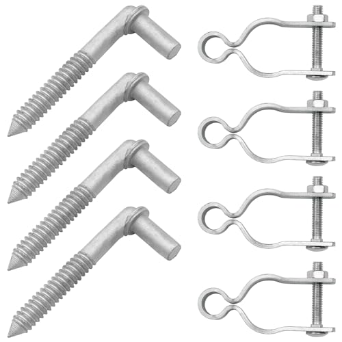 4PCS Gate Hinge Kit, Heavy Duty 1-5/8" U-Bolt Clamps, Galvanized Rustproof, Fits 5/8" Hinge Eyes, Ideal for Farm Garden Gates - size: 1-5/8" U-Bolt Clamps
