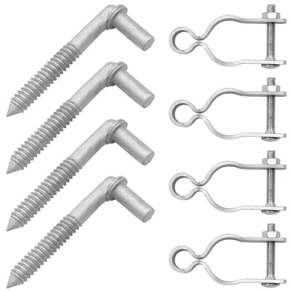 4PCS Gate Hinge Kit, Heavy Duty 1-5/8" U-Bolt Clamps, Galvanized Rustproof, Fits 5/8" Hinge Eyes, Ideal for Farm Garden Gates - size: 1-5/8" U-Bolt Clamps
