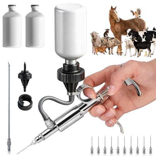 NEWTRY 5ml Livestock Syringe Adjustable Continuous Syringe with 10 Needles - size: 5ML