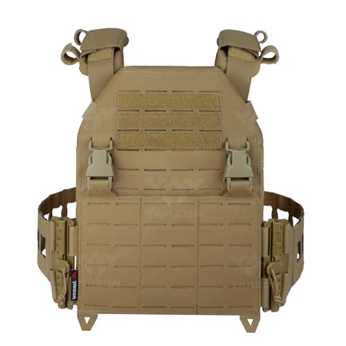 YAKEDA Tactical Training Vest with PALS System - Adjustable Straps Quick-Release Buckle for Hunting - color: Tan