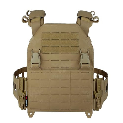 YAKEDA Tactical Training Vest with PALS System - Adjustable Straps Quick-Release Buckle for Hunting - color: Tan
