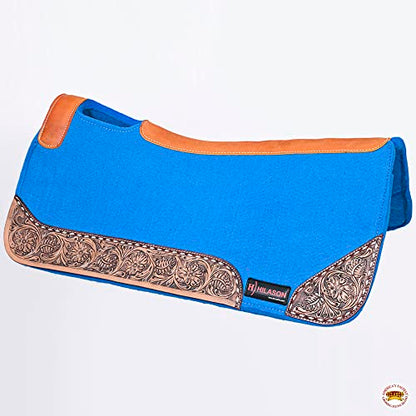 HILASON Western Wool Felt Horse Saddle Pad, Black, 32x30 - color: Blue