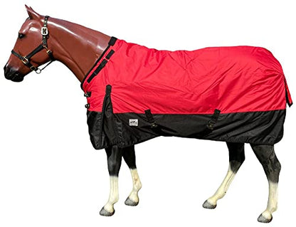 1200 Denier Mid Weight Waterproof Turnout Blanket w/Adjustable Neck - color: Red - Black, size: 63
