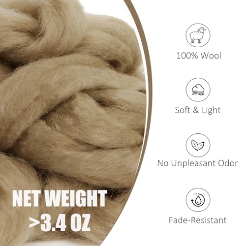 3.4oz Needle Felting Wool Military Olive for DIY Needle Craft Enthusiasts - color: Military Olive