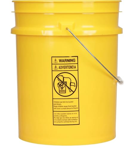 House Naturals 5 Gallon Food Grade Plastic Bucket with Air Tight Screw on Lid Made in USA Container (Yellow Bucket with Blue Lid) - color: Yellow Bucket With Blue Lid