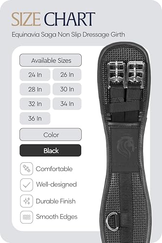 Equinavia Saga Non Slip Dressage Girth - Black - 30 in - size: 30"