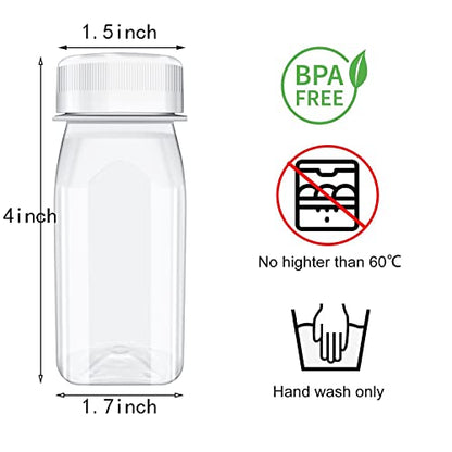 XYSMZM 8 Pcs 4 Oz Juice Bottles Plastic Ginger Shot Bottles with White Lid - size: 4 Ounce