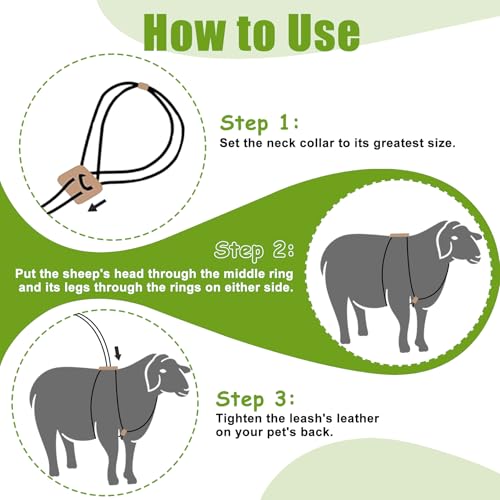 Goat Harness & Leash, Adjustable Step-in Sheep Harness, Goat Accessories, Livestock Halter Supplies for Goats and Sheep (Large) - size: Large