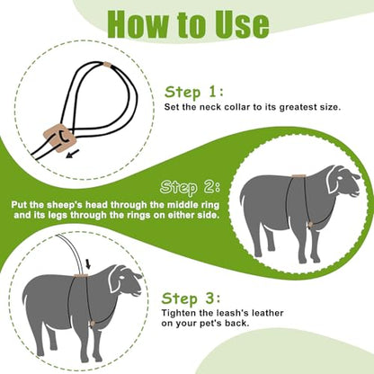 Goat Harness & Leash, Adjustable Step-in Sheep Harness, Goat Accessories, Livestock Halter Supplies for Goats and Sheep (Extra Large) - size: Extra Large