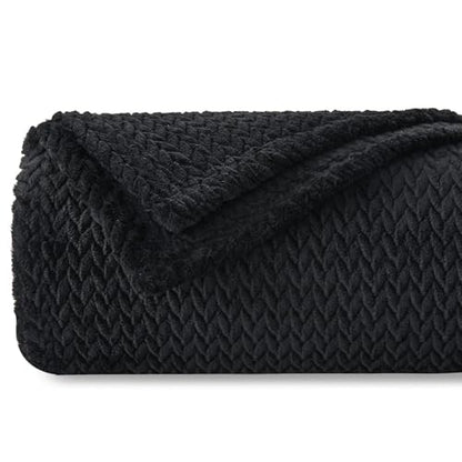 NEWCOSPLAY Fleece Leaves Pattern Throw Blanket, Black, 50"x60" - color: Black, size: Throw(50"x60")