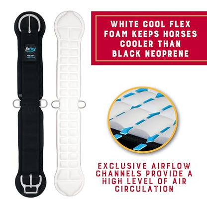 Weaver Equine Airflex Straight Horse Cinch, Anti-Slip Nylon Webbing Saddle Cinch Girth with Smart Roller Buckle, Western Horse Riding Supplies, Black