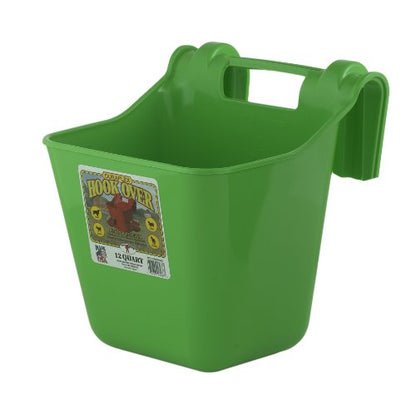 Little Giant® Plastic Hook Over Feeder | Mountable Livestock & Pet Feed Bucket | Horse Feed Bucket | Made in USA | 12 Quarts | Lime Green - color: Lime Green, size: 12 Quart