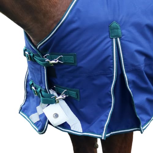 Pro-Trainer Turnout Blanket with Detachable Neck Cover in Navy, 1200-Denier Ripstop Material, No Fill, 74 Inches - Waterproof, Warm, Comfortable, Breathable Horse Blankets & Sheets - size: 74"