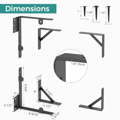 Wooden Gate Hardware Kit, Heavy Duty Anti Sag Outdoor Wood Corner Bracket | Self-lock gravity latch. Rust-proof powder-coated steel.Complete gate kit. For outside fence, garden, deck, porch, pool, farm