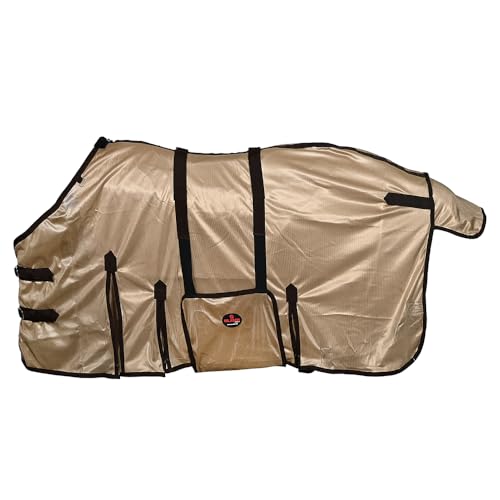 HILASON Fly Sheet for Horses 81 in Gold - Mesh UV Protection - color: Gold, size: 81 In