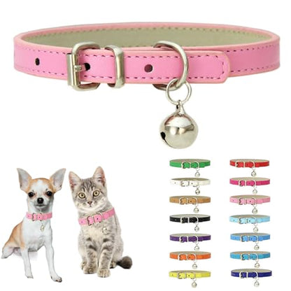 Pink Bell Collar for Small Dogs S Dog Collar with Bell Puppy Cat Collars - color: Pink, size: S(Neck 10-13")