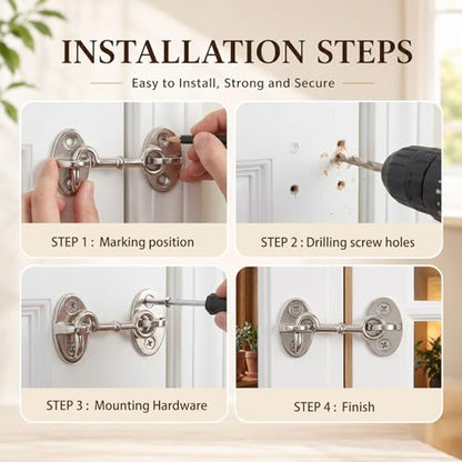 2 Pieces 2.75 Inch Brass Hook and Eye Latch Gate Door Latch, Satin Nickel - color: Satin Nickel, size: 2.75 Inch