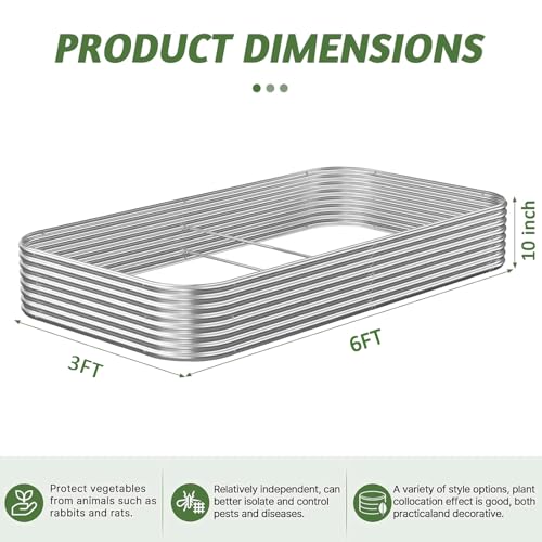 3 Pack 6x3FT Corrugated Galvanized Steel Raised Garden Bed Outdoor, Metal Above Ground Garden Bed for Vegetables and Flowers, Raised Beds for Gardening - size: 6x3FT