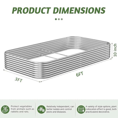 3 Pack 6x3FT Corrugated Galvanized Steel Raised Garden Bed Outdoor, Metal Above Ground Garden Bed for Vegetables and Flowers, Raised Beds for Gardening - size: 6x3FT