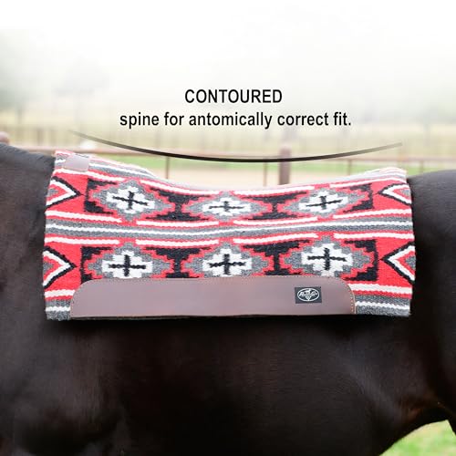 Professional's Choice Fuse Saddle Pad | Navajo Top with Steam-Pressed Bottom - color: Black/Crimson, style: 3/4" Felt Thickness