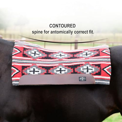 Professional's Choice Fuse Saddle Pad | Navajo Top with Steam-Pressed Bottom - color: Black/Crimson, style: 3/4" Felt Thickness