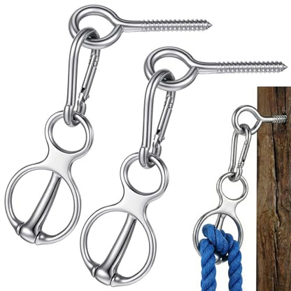 2 Sets Horse Tie Ring, Stainless Steel Magnetic Tie Ring for Horses, Safe Horse Training Equipment with Eye Bolt & Quick Snap, Horses Tack Supplies for Stables, Trailers, Fences