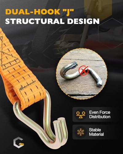 Rack Ratchet Straps, Ladder Rack Straps, Truck/Lumber/Pipe/Roof Rack Straps - color: Orange (2 pcs), size: Black Round Tube