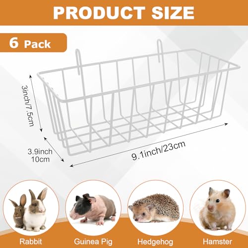 6 Pack Rabbit Hay Feeder 9x4x3 Inch Heavy Duty with Hooks, White - color: White