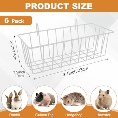6 Pack Rabbit Hay Feeder 9x4x3 Inch Heavy Duty with Hooks, White - color: White