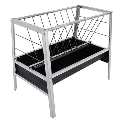 Heavy-Duty Galvanized Steel Feed Trough | Goat Feeder, Horse Feeder, Pig Feeder | 22 Gallon Capacity, 6.7" Deep | 39.4"x25.6"x33.5" | Holds Up to 10 Livestock | Floor-Standing for Farms & Pens