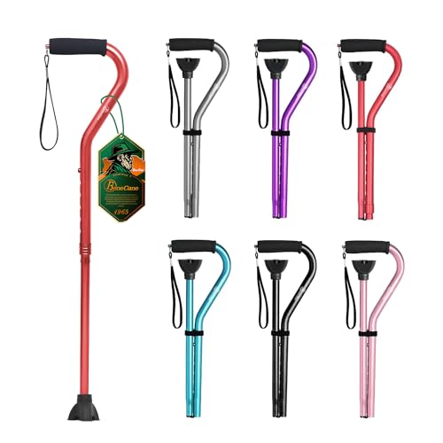 BeneCane Walking Cane for Men & Women Adjustable Cane with Offset Soft Cushioned Handle -Portable Lightweight Sturdy Mobility Walker Aid for Elderly, Seniors Collapsible Cane - color: Red