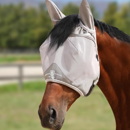 Harrison Howard Half Face Horse Fly Mask UV Protection and Breathable for Equine Use Comfortable Grey XS - color: Grey, size: X-Small (Weanling)