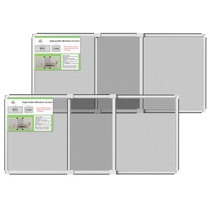FLYZZZ Adjustable Window Screen for Hung Windows, White Expandable Horizontal Sliding Screen, 20" H x 28-52" W with Black Fiberglass Mesh Removable Window Screen Replacement, 2-Pack - size: L(20" H x 28-52" W )- 2 Packs