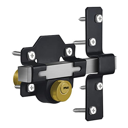 Barn Door Lock, Fence Gate Lock, Double Sided Gate Latch, Gate Lock for Wodden Garage Door, Supplied with 5 Keys, Work with 2.75" Wooden Vinyl Metal Gate, for Right & Left Door - size: 2.75 inches
