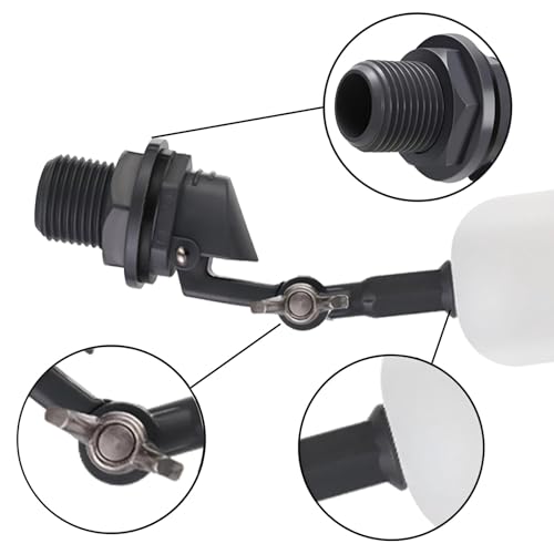 Cxztxcl Float Valve,1/2 Inch Automatic Water System Filler，Adjustable Arm for Ponds,Float Ball Valve,Plastic Aqua Pulse Float Valve，Automatic Water Level Control，Livestock Water Trough