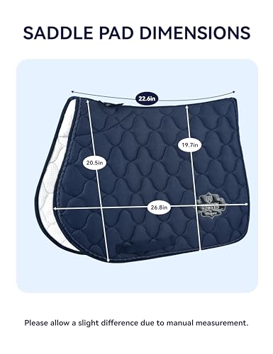 Harrison Howard 3D Air Mesh Saddle Pad for Horses – Breathable Shock-Absorbing All-Purpose English Saddle Pad - color: Navy