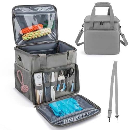 SMYV Pet Grooming Bag for Dog Grooming Supplies, Dog Tote Travel Bag for Pets Grooming Tools Kit Accessories - Grey - color: Grey