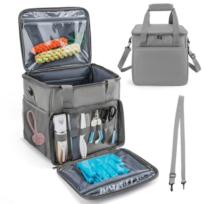 SMYV Pet Grooming Bag for Dog Grooming Supplies, Dog Tote Travel Bag for Pets Grooming Tools Kit Accessories - Grey - color: Grey