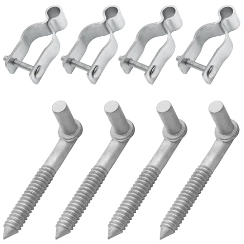 4PCS Gate Hinge Kit, Heavy Duty 1-3/8" U-Bolt Clamps, Galvanized Rustproof, Fits 5/8" Hinge Eyes, Ideal for Farm Garden Gates - size: 1-3/8" U-Bolt Clamps