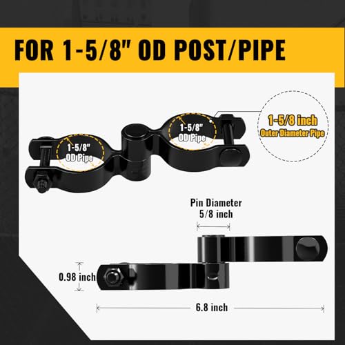 VIVIDA 1-5/8" Chain Link Gate Hinge Kit, Black Fence Pipe Gate Hinge, 2 Set - color: Black (2 Set), size: 1-5/8