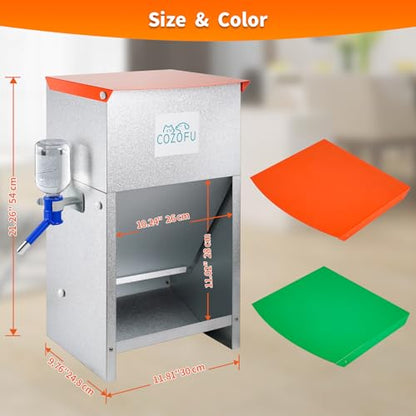 Automatic Fed Dog Feeder Bowl Galvanized Dispenser Pet Food 25lbs - color: Green(Kettle)