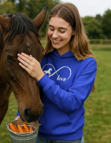 Tstars Infinity Love Horse Hoodie Women Teen Girls Equestrian Riding - color: Infinity / Royal, size: Small