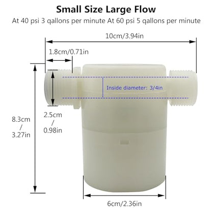 Water Float Valve, Water Level Control Water Tank Traditional Float Valve Upgrade 2 PCS(3/4", side inlet) - color: side inlet, size: 3/4" to 3/4"