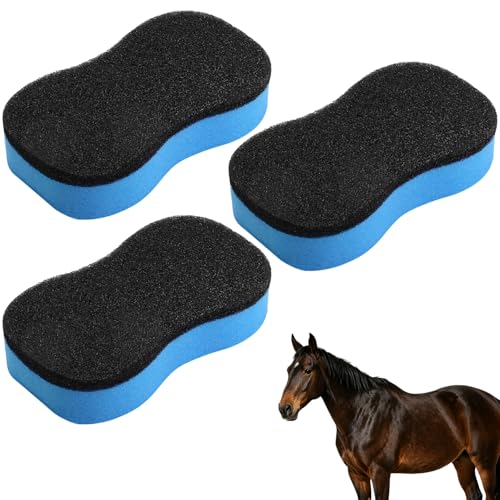 3 Pcs 2-in-1 Horse Groomer Sponge Scrubber, Deep Cleaning Scrubber | Massager for Horses, Remove Dirt, Dry Sweat Stains& Dander, Horse Grooming Brushes for Face, Body, Legs & White Markings - color: 3 Pcs