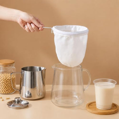 3 PCS Reusable Ultra Fine Mesh Strainer Bags with Stainless Steel Handle