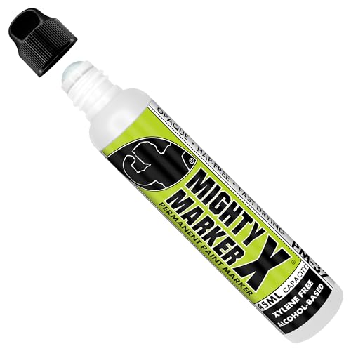 PM-37 Industrial Dauber Paint Marker - 18mm Wide Tip for Metal, Glass & Non-Porous Surfaces - Xylene Free, 45ml Capacity - White - color: White
